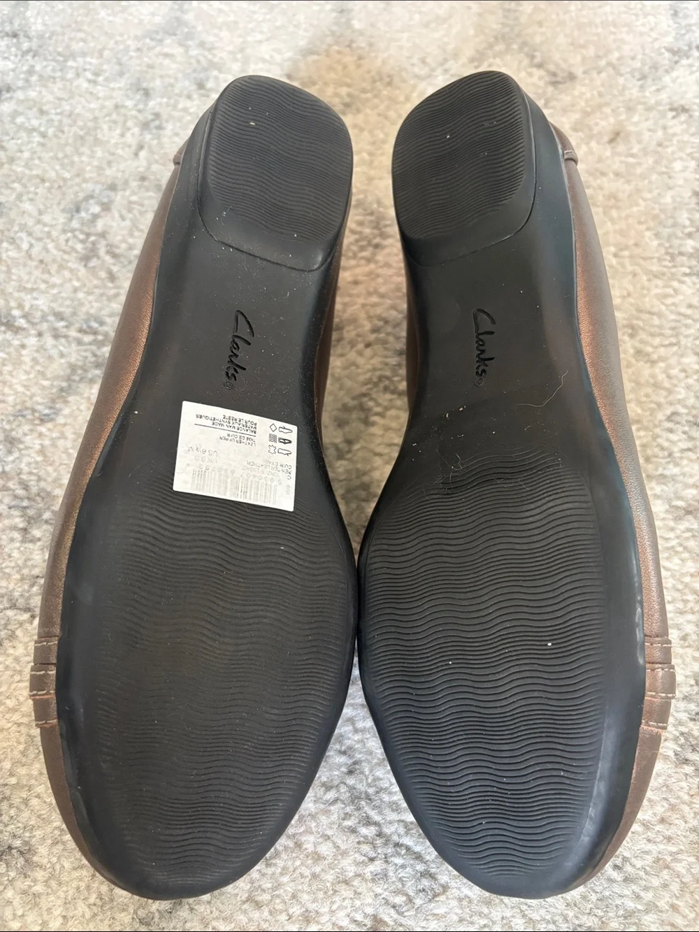 Clarks Pewter Metallic Ballet Flats with Decorative Buckle